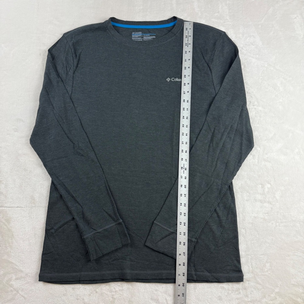 Columbia Waffle Knit Thermal Shirt Mens XL Gray Long Sleeve Crewneck Logo Trek - Picture 3 of 5